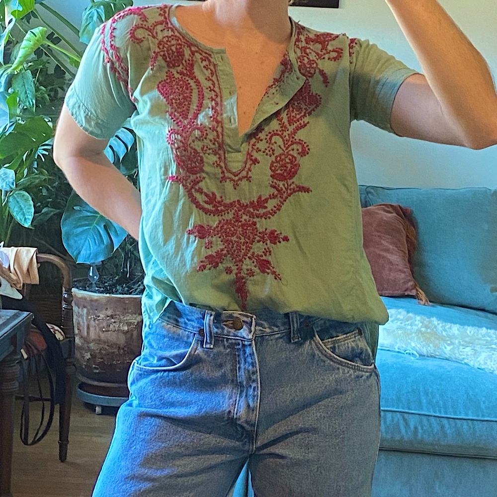 Embroidered boho style blouse